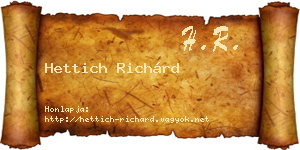 Hettich Richárd névjegykártya